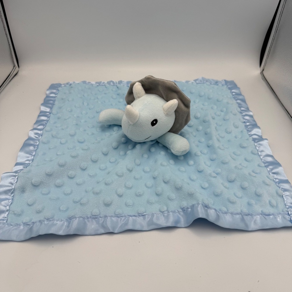 Pro Goleem Triceratops Dinosaur Baby Security Blanket Lovie Minky Dot Satin Trim